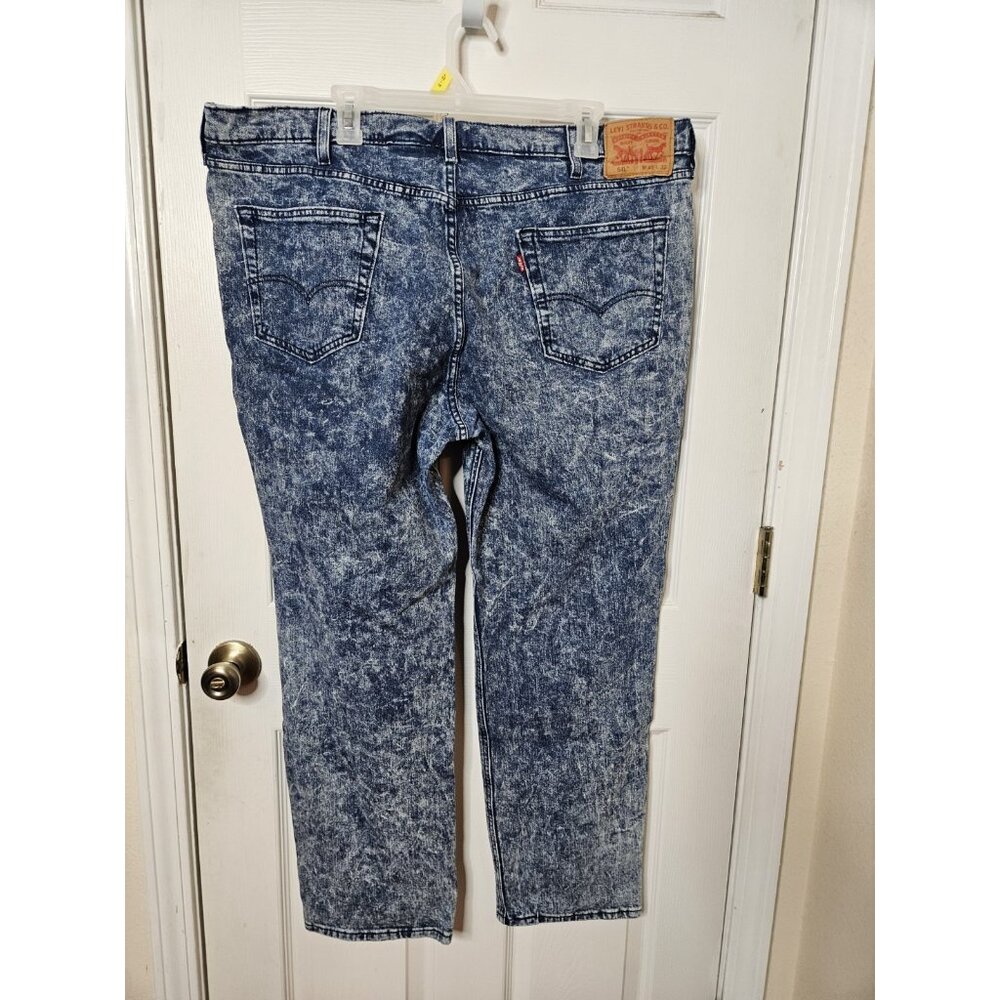 Levis 541 Jeans Mens 42x32 Blue Acid Wash Athletic Fit Taper Stretch Denim - Picture 7 of 13